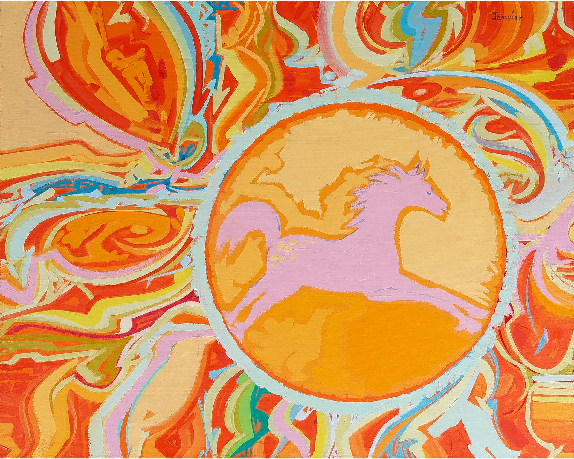 Alex Simeon Janvier (1935-2024) - Pink Pony, 1991