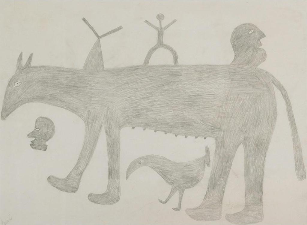 Anirnik Oshuitoq (1902-1983) - Dog/Bird Image