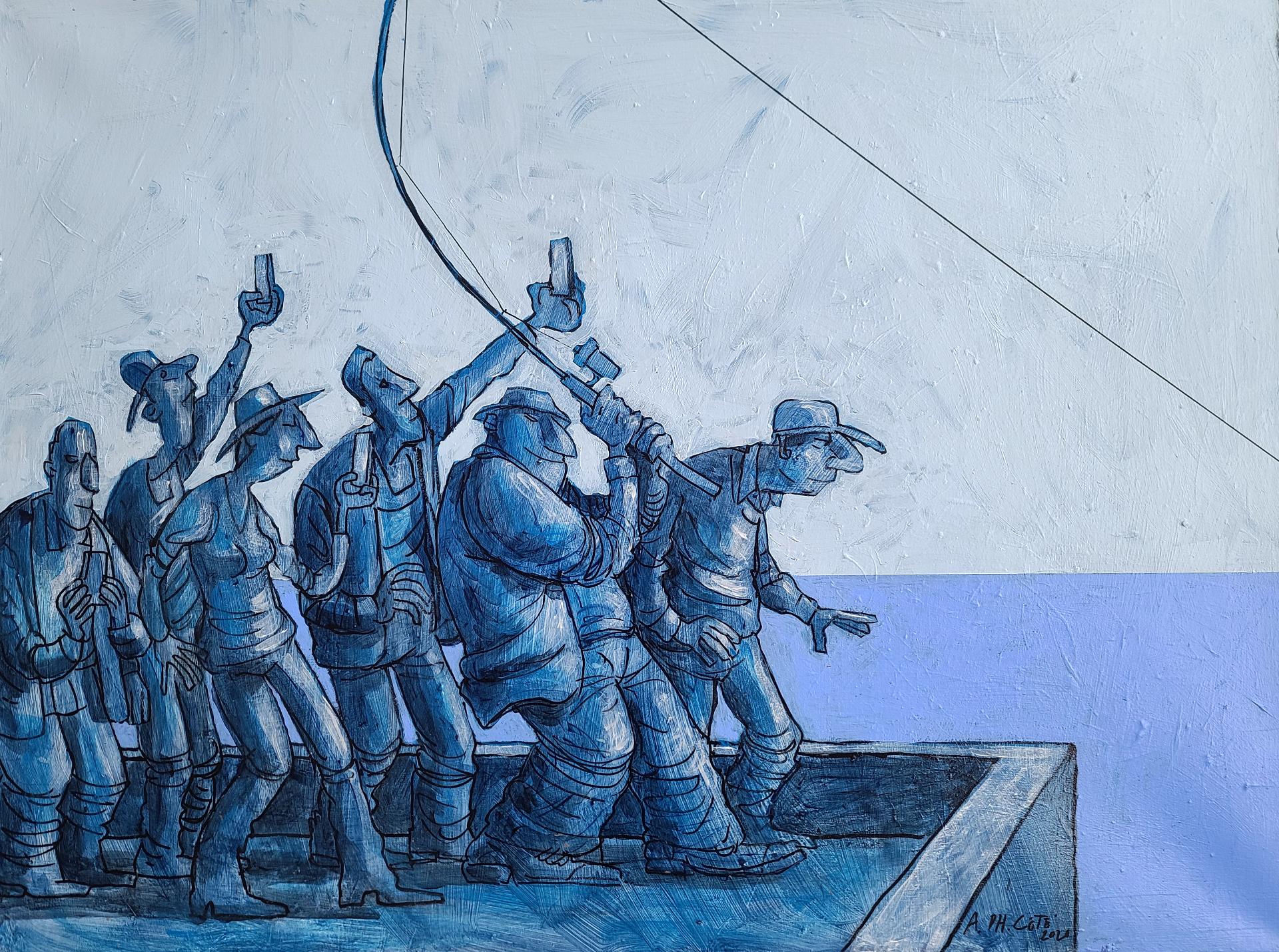 André Philippe Côté - Les pêcheurs au quai, 2020