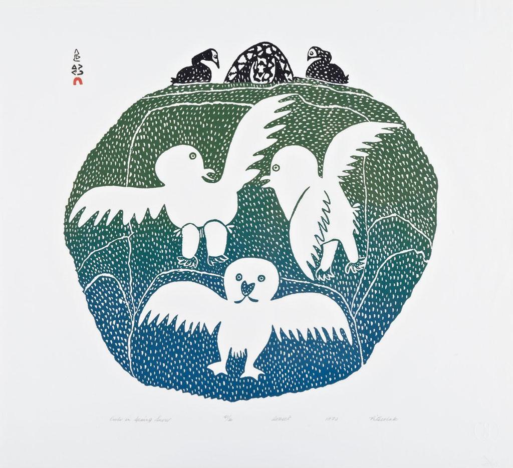 Pitseolak Ashoona (1904-1983) - Owls In Spring Snow