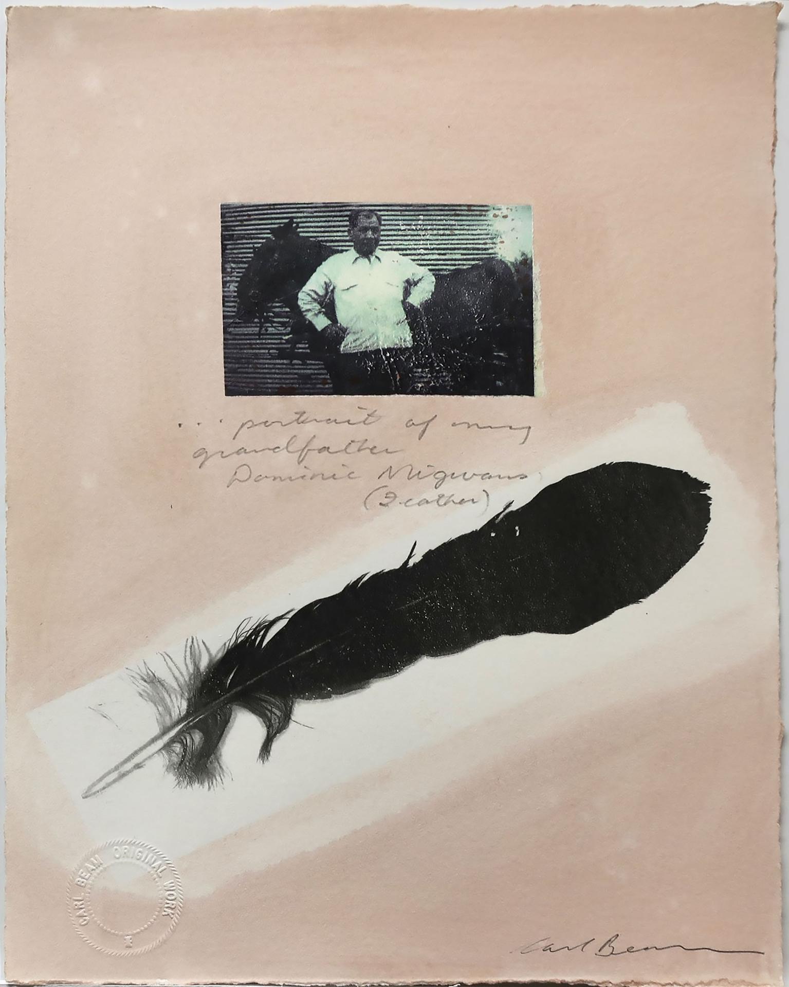 Carl Beam (1943-2005) - Portrait Of My Grandfather Dominic Nigwans (Feather)