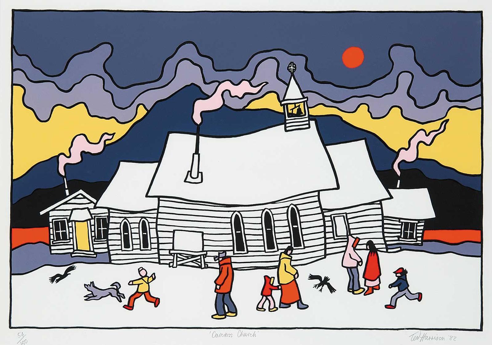 Ted Harrison (1926-2015) - Carcross Church #54/150