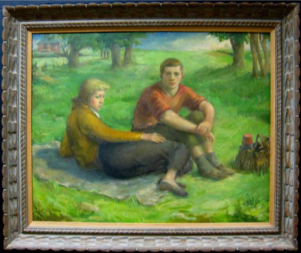 Rae Hendershot (1921-1988) - Seated Couple Picnicking