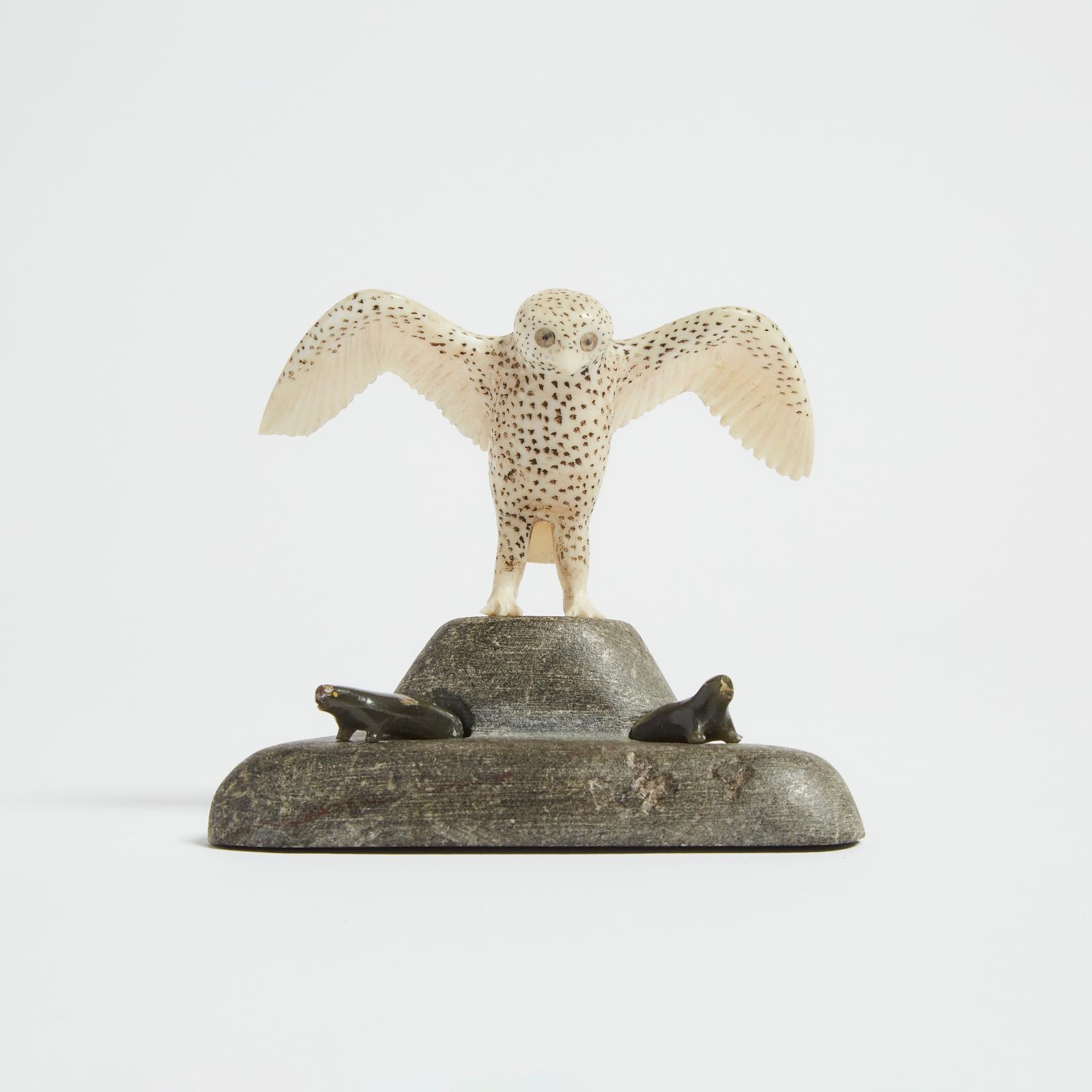 Sheokjuk Oqutaq (1920-1982) - Owl And Lemmings