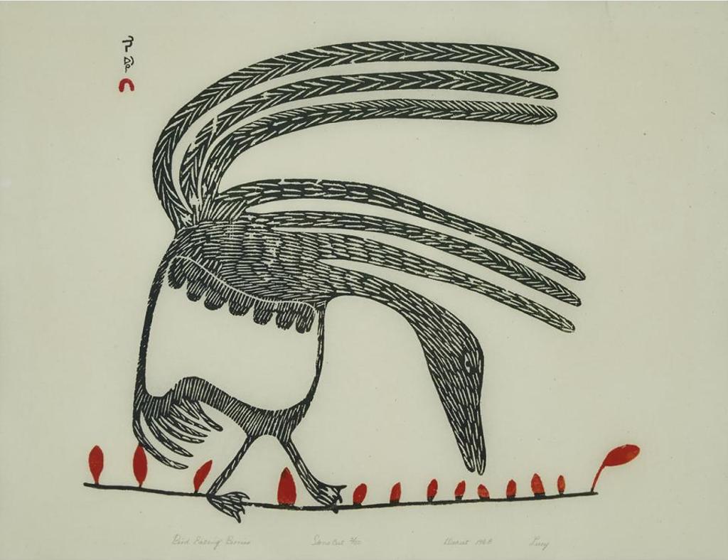 Lucy Qinnuayuak (1915-1982) - Bird Eating Berries
