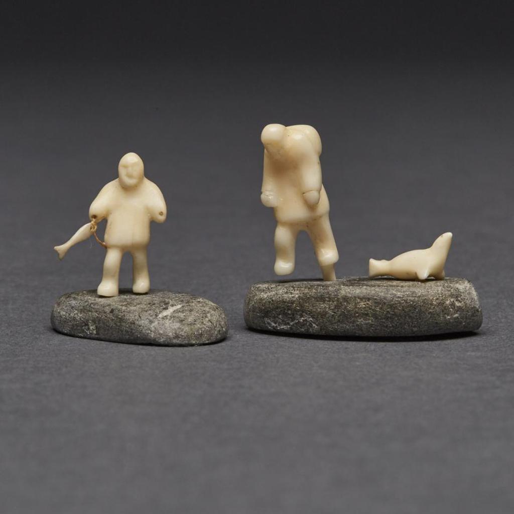 Augustin Anaittuq (1935-1992) - Figure Carrying Fish; Figure Carrying Pack And Seal