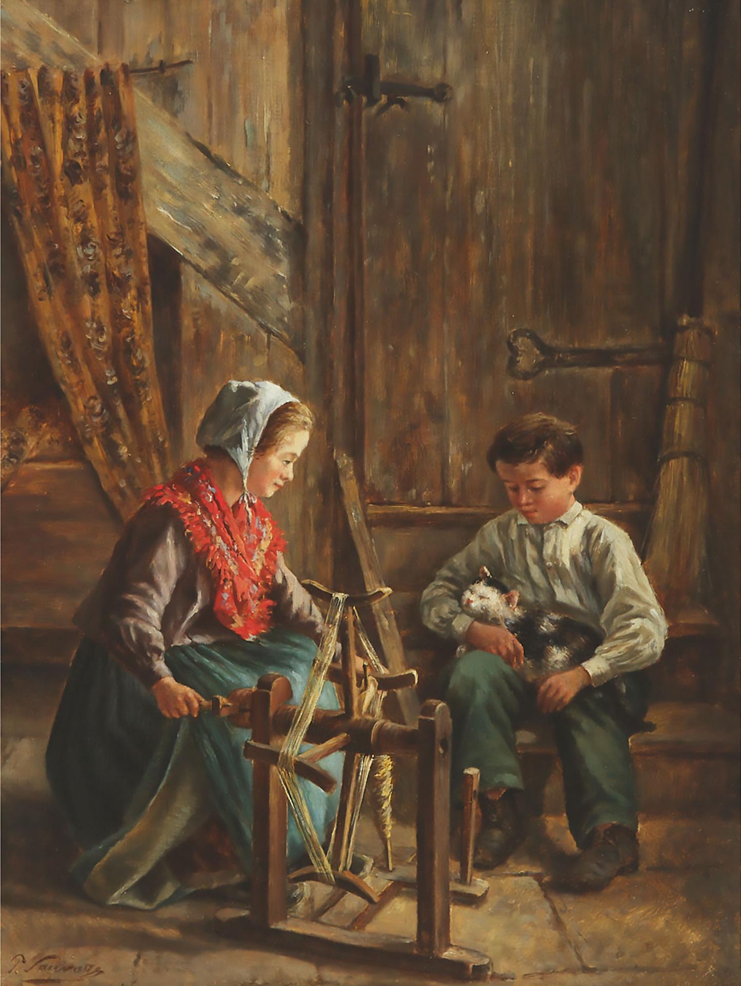 Philippe François Sauvage - An Interior With Children