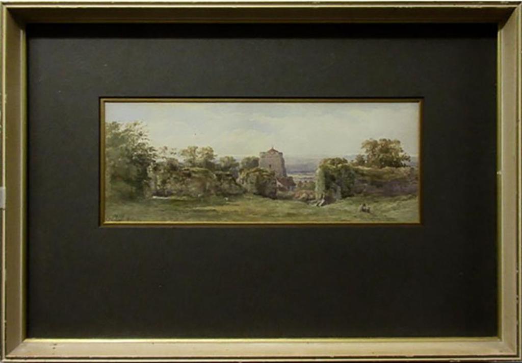 George Harlow White (1817-1888) - Two Figures In A Field By Castle