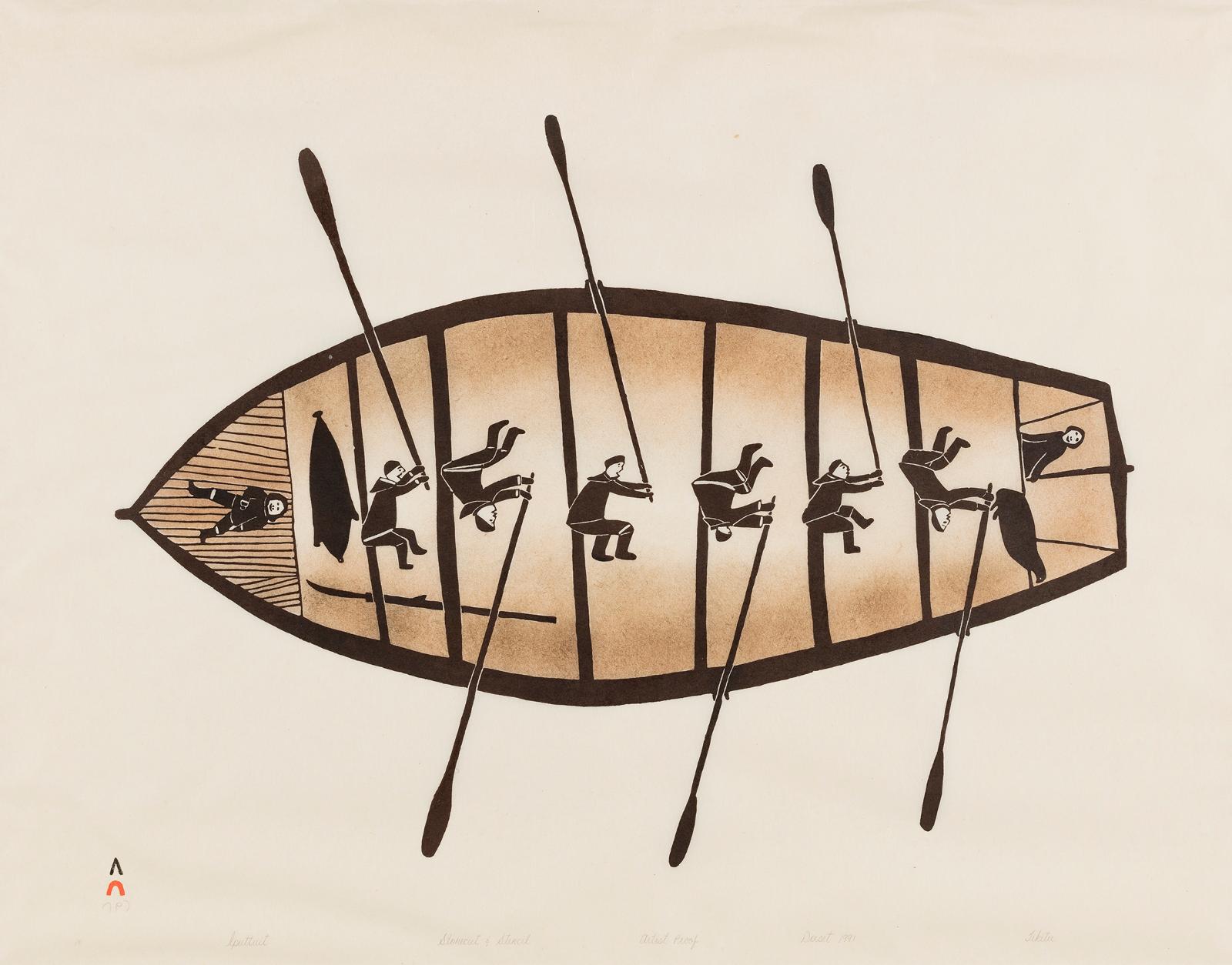 Tikitu Qinnuayuak (1908-1992) - Iputtuit/Rowing The Boat