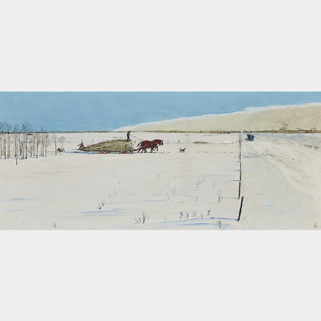 William Kurelek (1927-1977) - Hauling Firewood, Stonewall, Manitoba