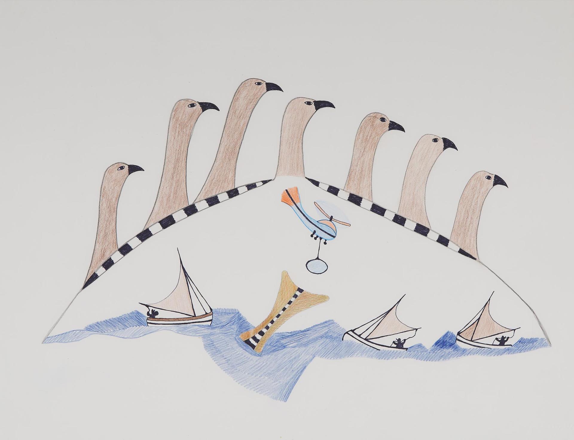 Pudlo Pudlat (1916-1992) - Helicopter Airlift, Ca. 1980