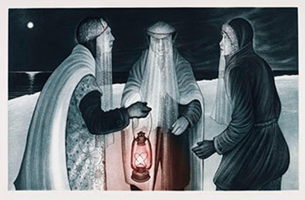 David Lloyd Blackwood (1941-2022) - Three Mummers on Winsor's Point