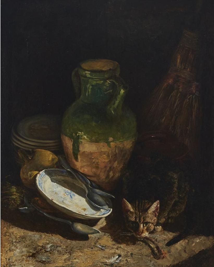Ismael Adolphe Clavel - Nature Mort Avec Chat