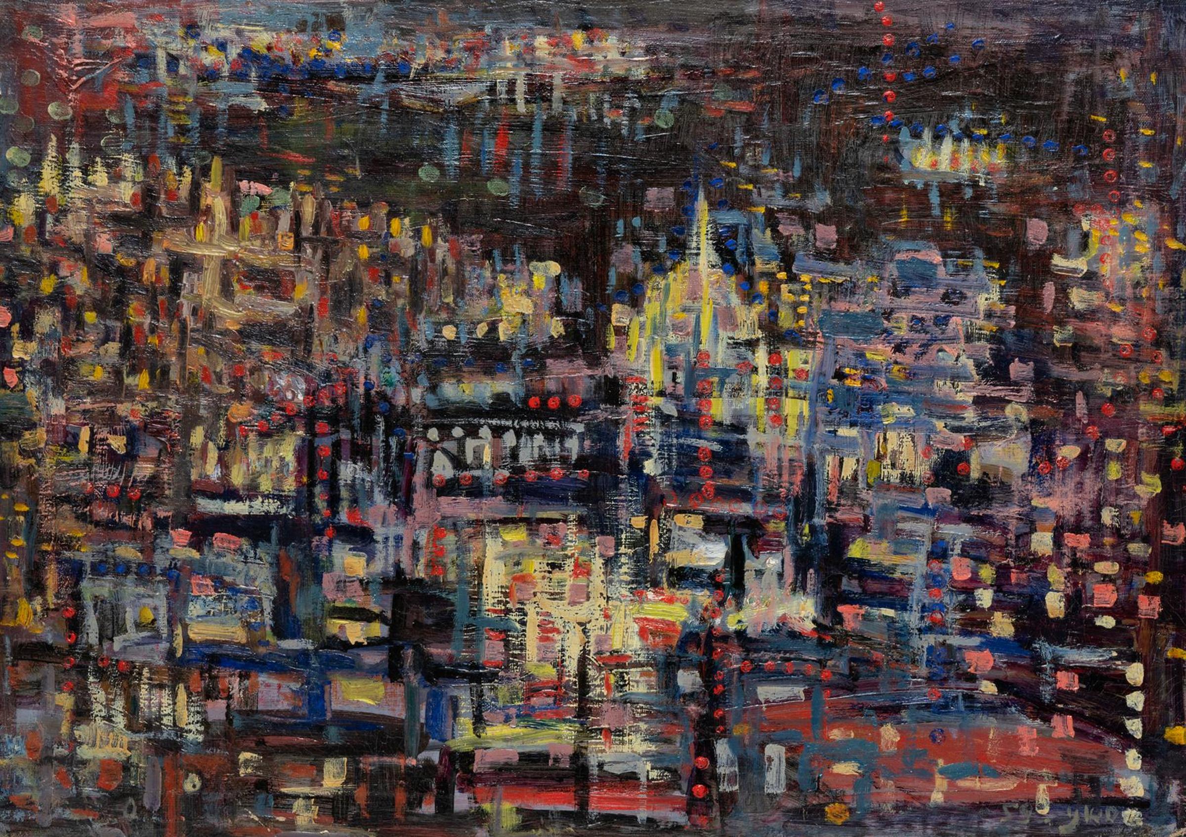 Itamar Siani (1941) - Nighttime Cityscape