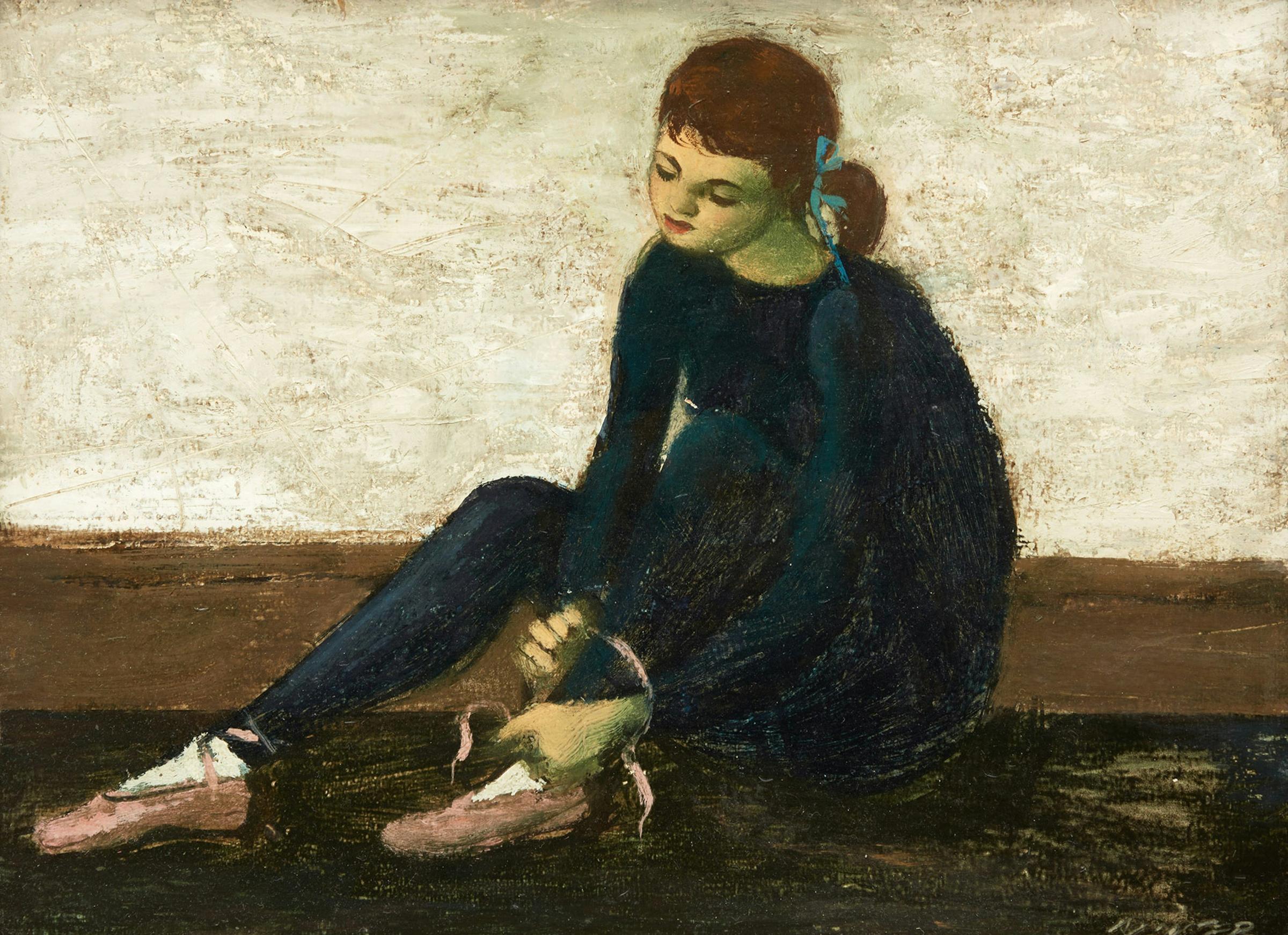 William Arthur Winter (1909-1996) - Young Girl Putting on Ballet Slippers