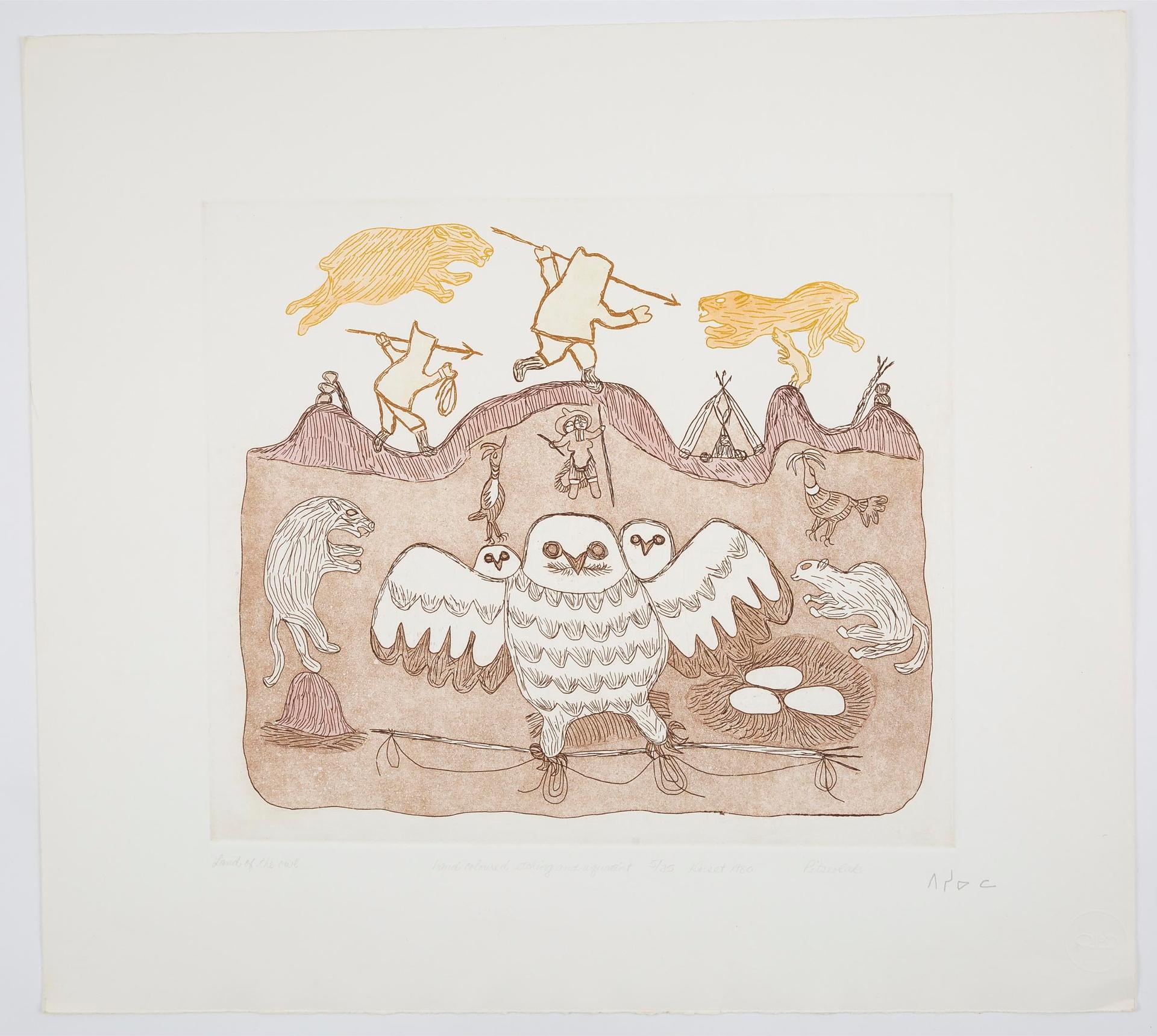 Pitseolak Ashoona (1904-1983) - Land Of The Owl