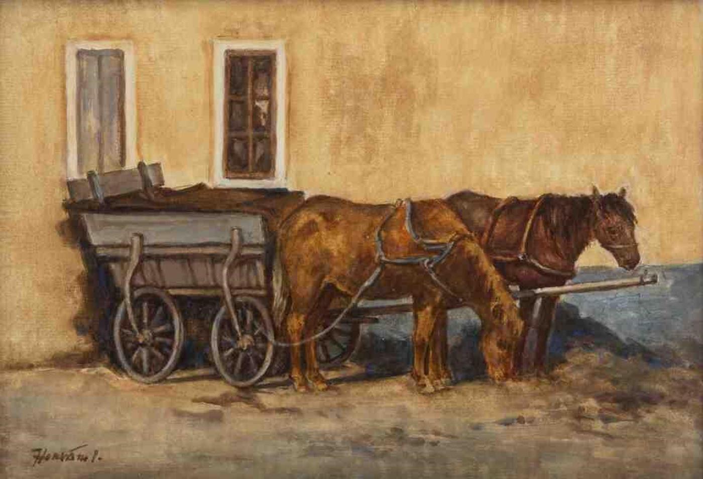 Istvan Horvath (1904-1994) - Cart & Horse