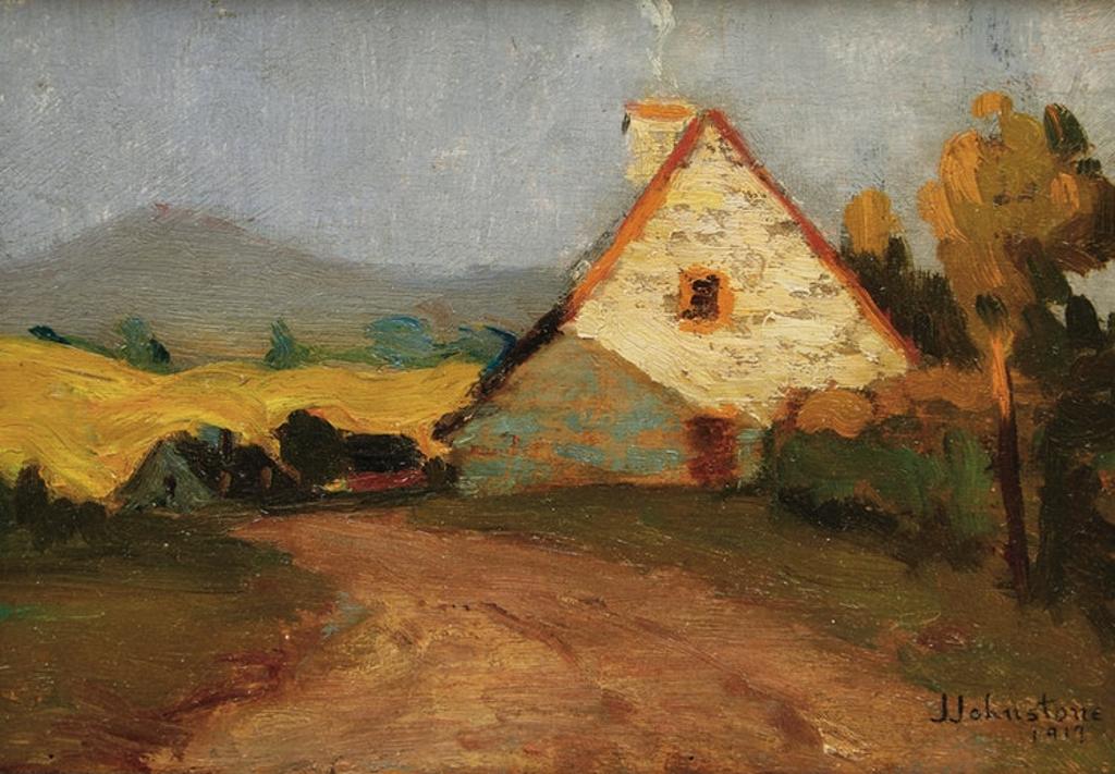 John Young Johnstone (1887-1930) - Rural Homestead at Sunset