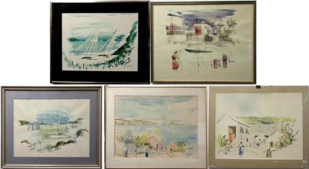Alfred Birdsey (1912-1996) - Bermuda Views (Boats And Villages)