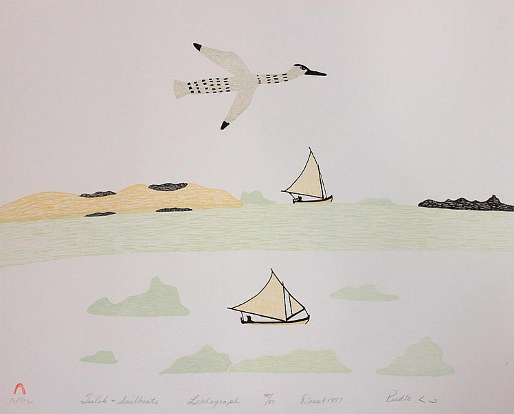 Pudlo Pudlat (1916-1992) - Tulik & Sailboats
