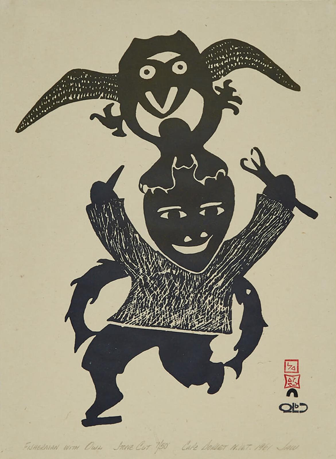 Joe Jaw (1930-1987) - Fisherman With Owl