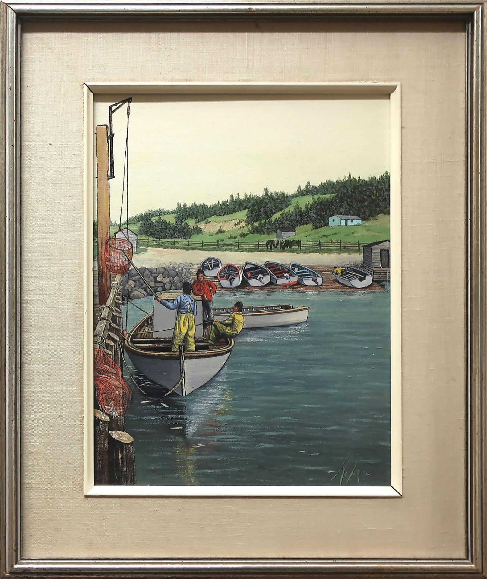 Joan Holmes - Unloading The Catch At Whiteway, Nfld