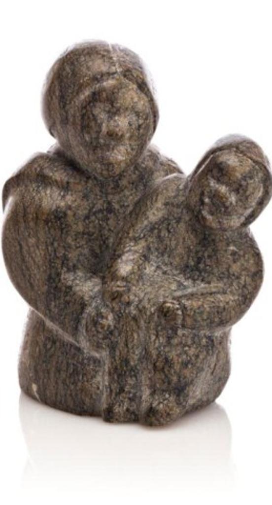 Madeleine Isserkut Kringayark (1928-1984) - Repulse Bay, Mother and Child, 1966, Grey-green stone