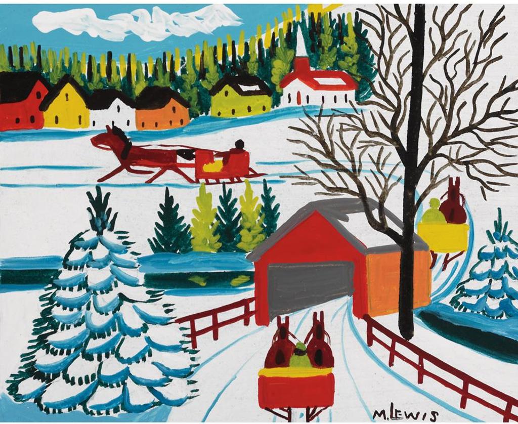 Maud Kathleen Lewis (1903-1970) - Covered Bridge In Winter