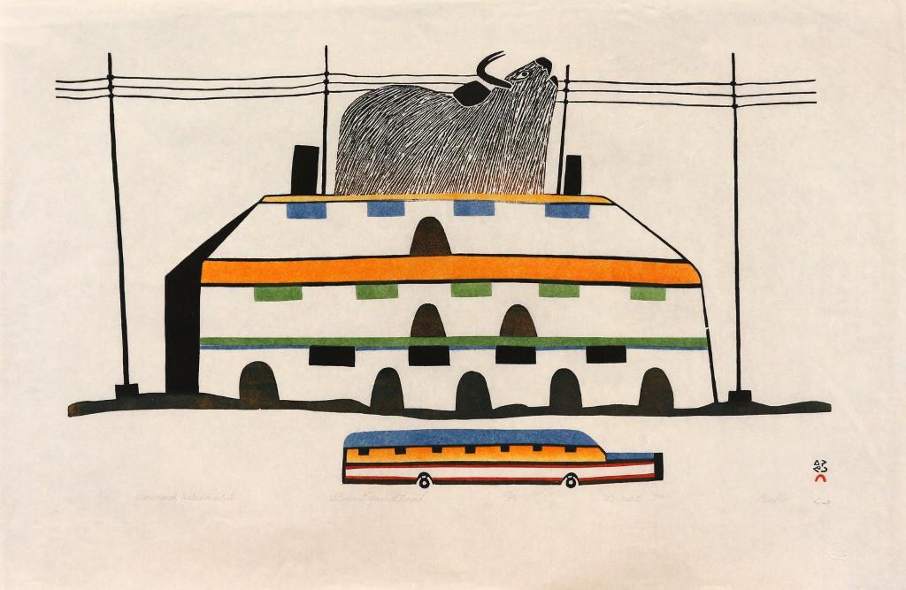 Pudlo Pudlat (1916-1992) - Umimmak Kalunaniituk (Muskox In The City); 1979