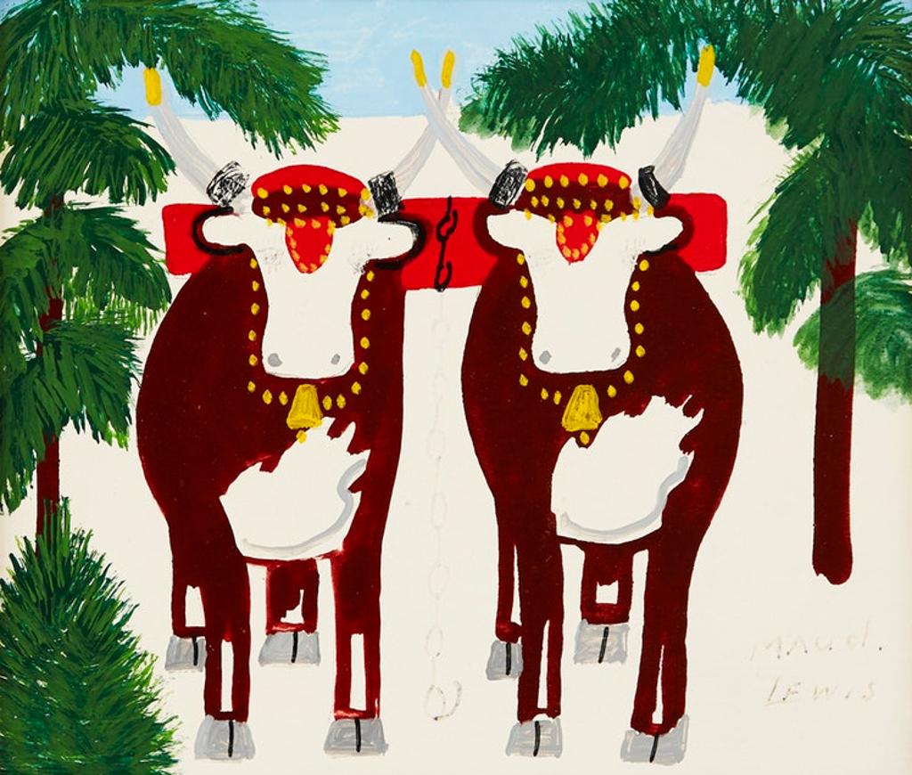 Maud Kathleen Lewis (1903-1970) - Pair of Oxen in Winter