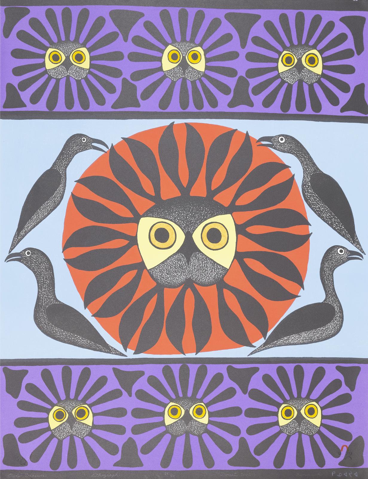 Kenojuak Ashevak (1927-2013) - Owls Treasure