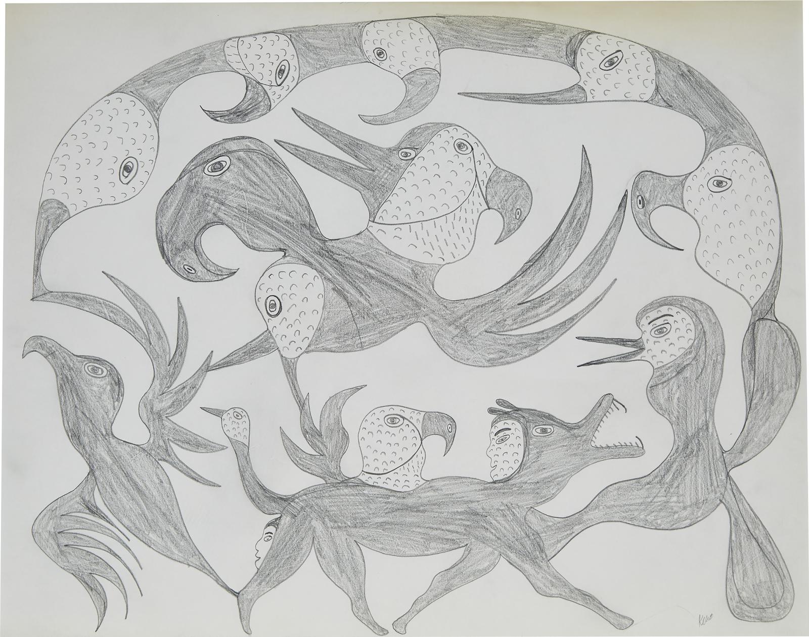 Kenojuak Ashevak (1927-2013) - Spirits Composition