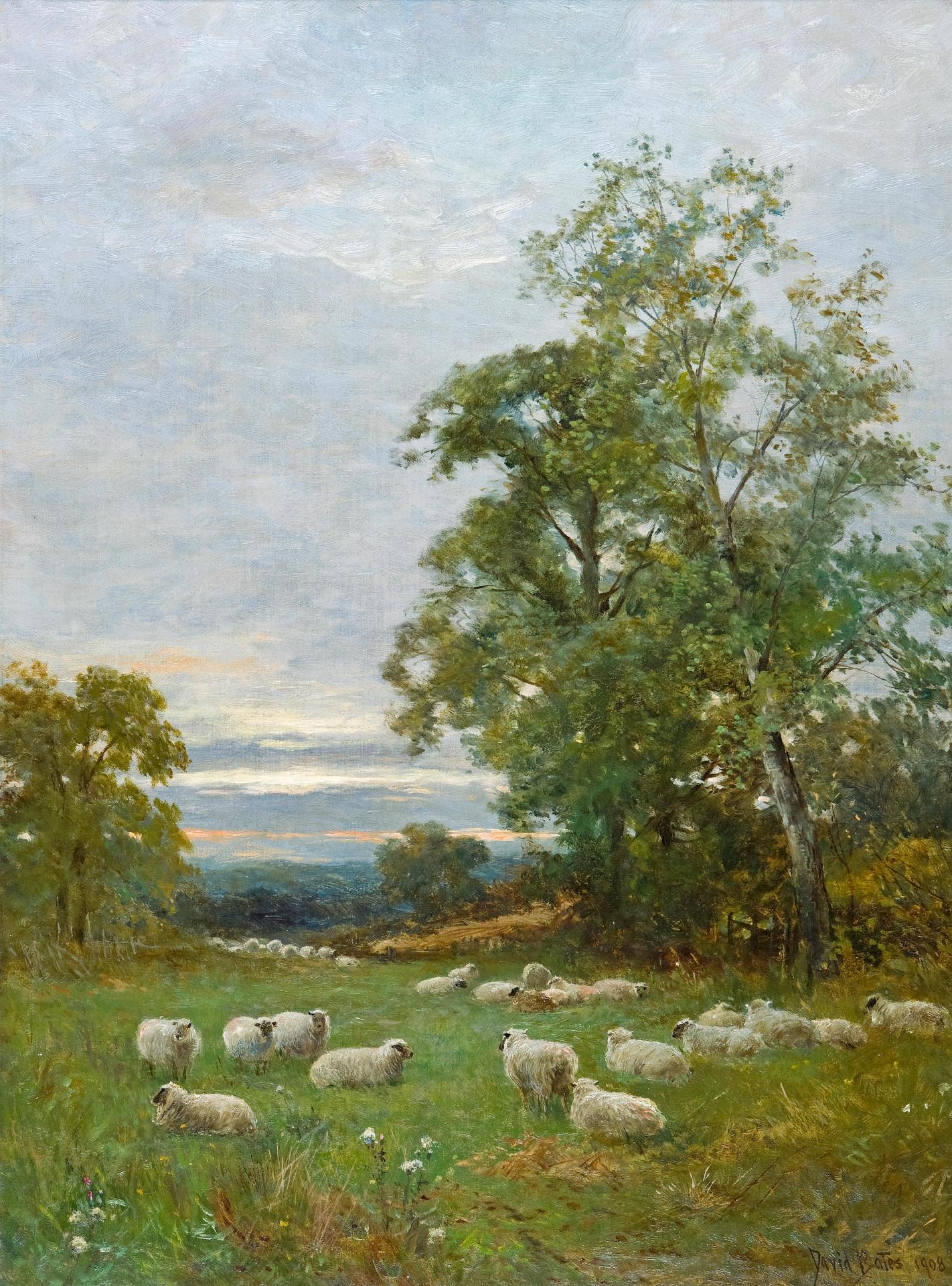 David Bates (1840-1921) - At Clevelode, Worcestershire