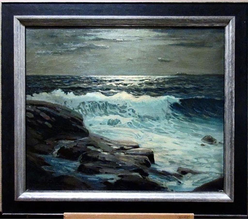 Frank Shirley Panabaker (1904-1992) - Moonlit Lake With Distant Lighthouse