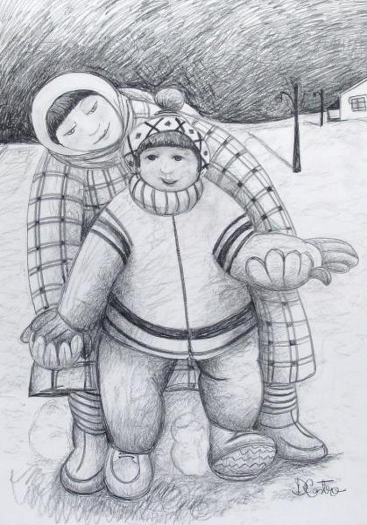 Alberto de Castro (1952-1995) - Winter Study With Mother And Son