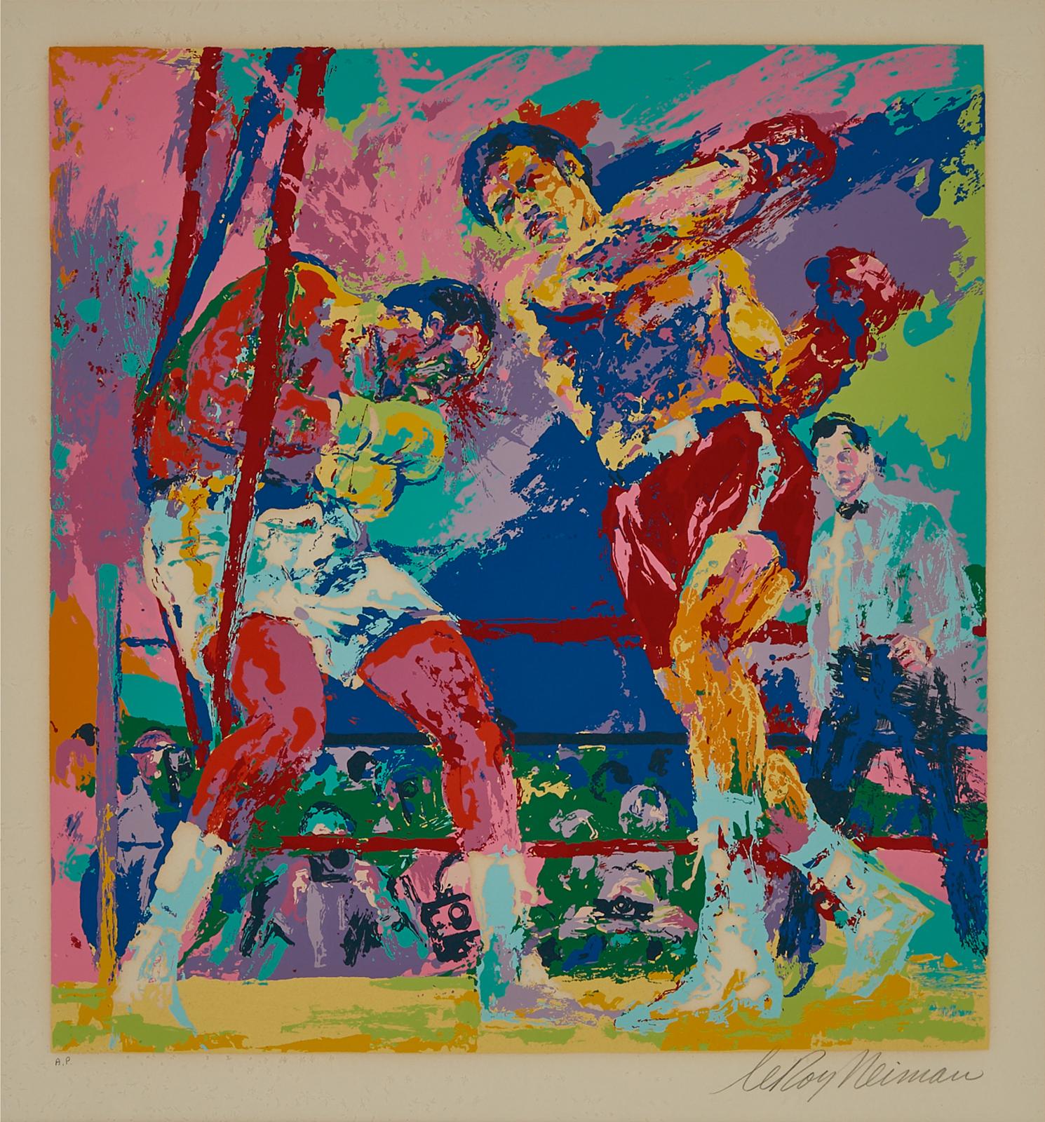 Leroy Neiman (1926-2012) - Joe Frazier Vs George Foreman, Jamaica, 1974