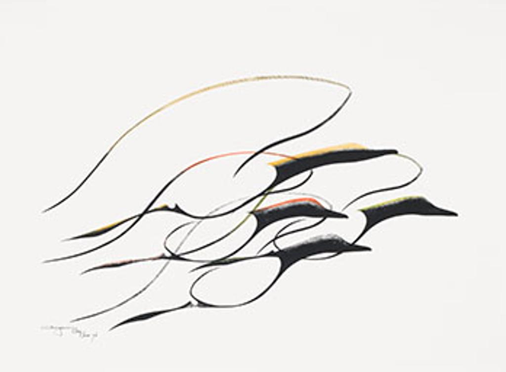Benjamin Chee Chee (1944-1977) - Four Geese in Flight