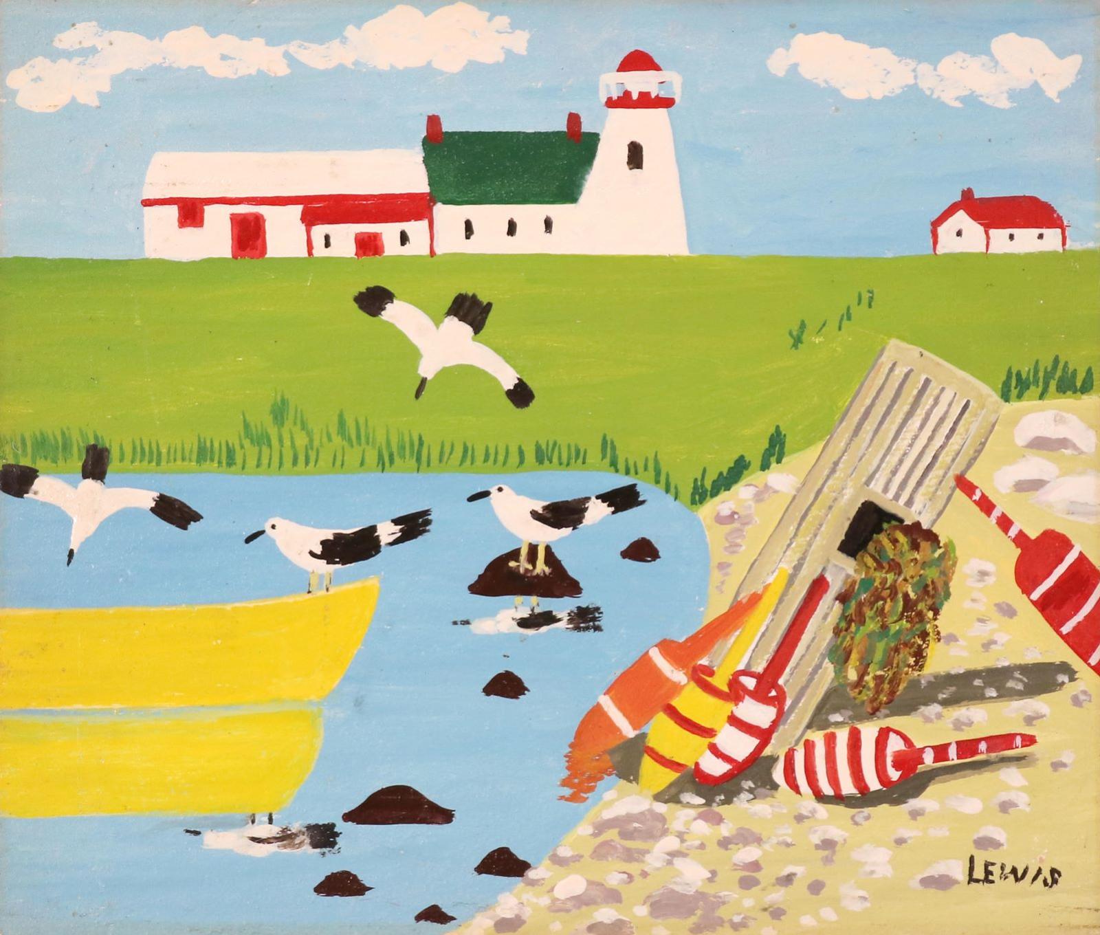 Maud Kathleen Lewis (1903-1970) - Lighthouse And Lobster Trap