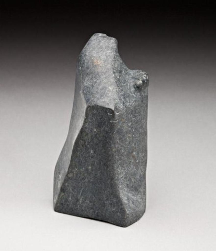 Lucy Tasseor Tutsweetok (1934-2012) - Mother and two children, ca. 1975-77, dark grey stone, 5.75 x 1.875 x 3.125 in, 14.1 x 4.8 x 8 cm