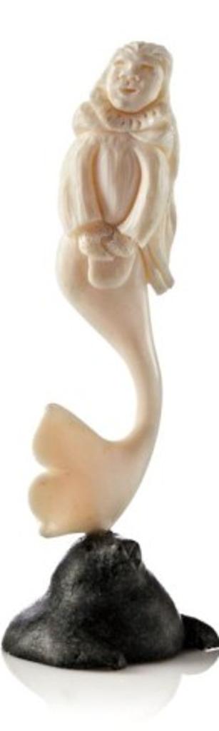 Silas Kayakjuak (1956) - Hall Beach/Ottawa, Sedna and Seal, ca. late 1990s, Ivory and black stone