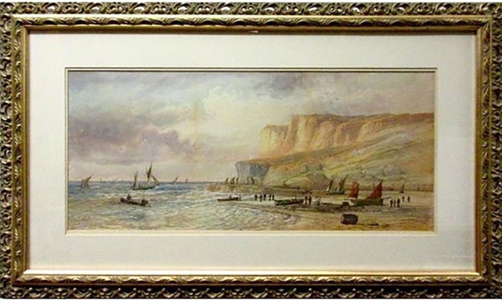 George Leonard Lewis (1826-1913) - Shipping Off A Cliff Lined Coast