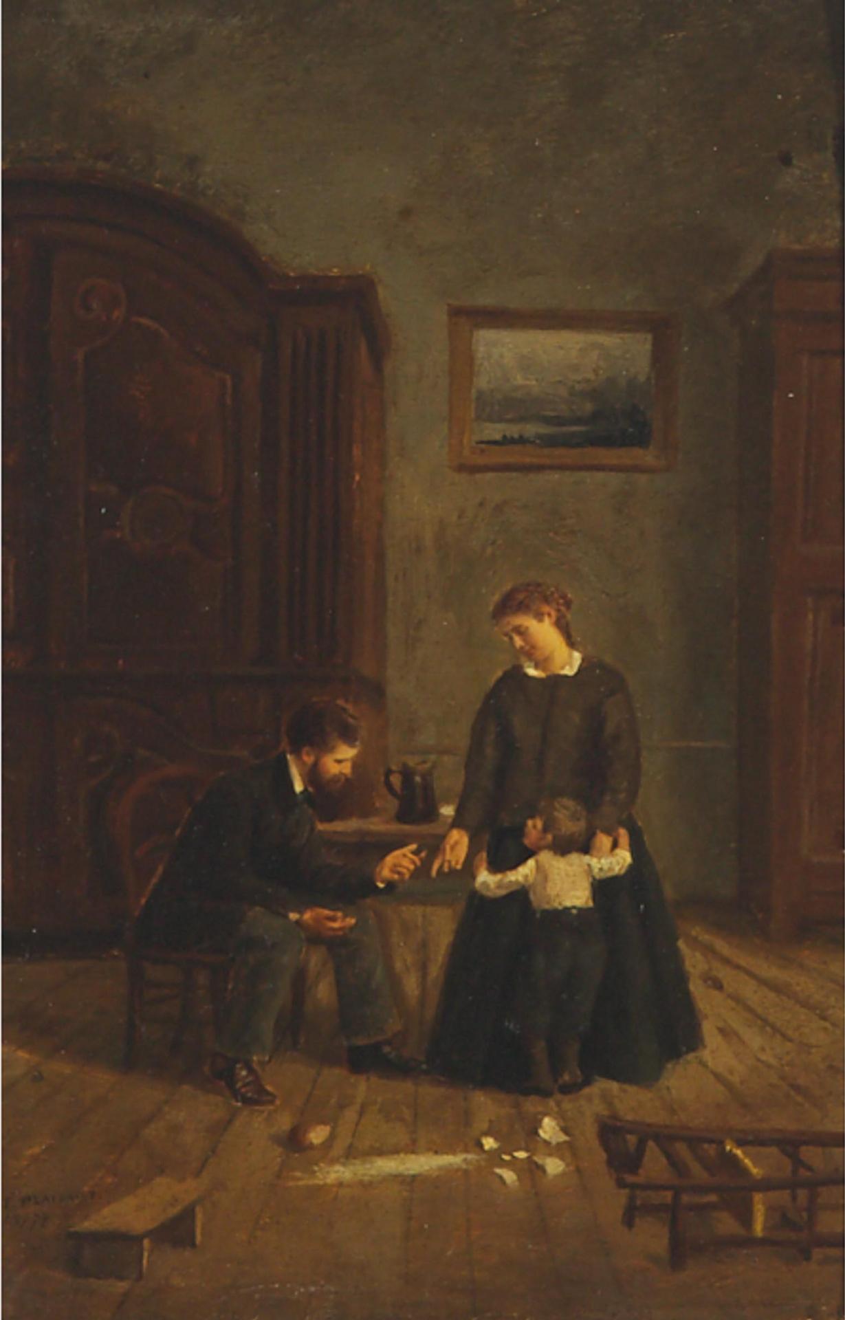 F. Plaisant - Mother And Father Consoling Their Son For A Mishap, December, 1872
