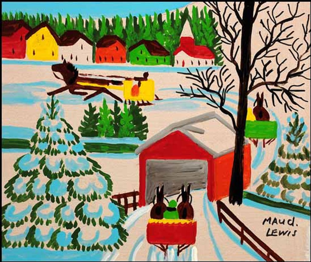 Maud Kathleen Lewis (1903-1970) - Sleigh and Covered Bridge