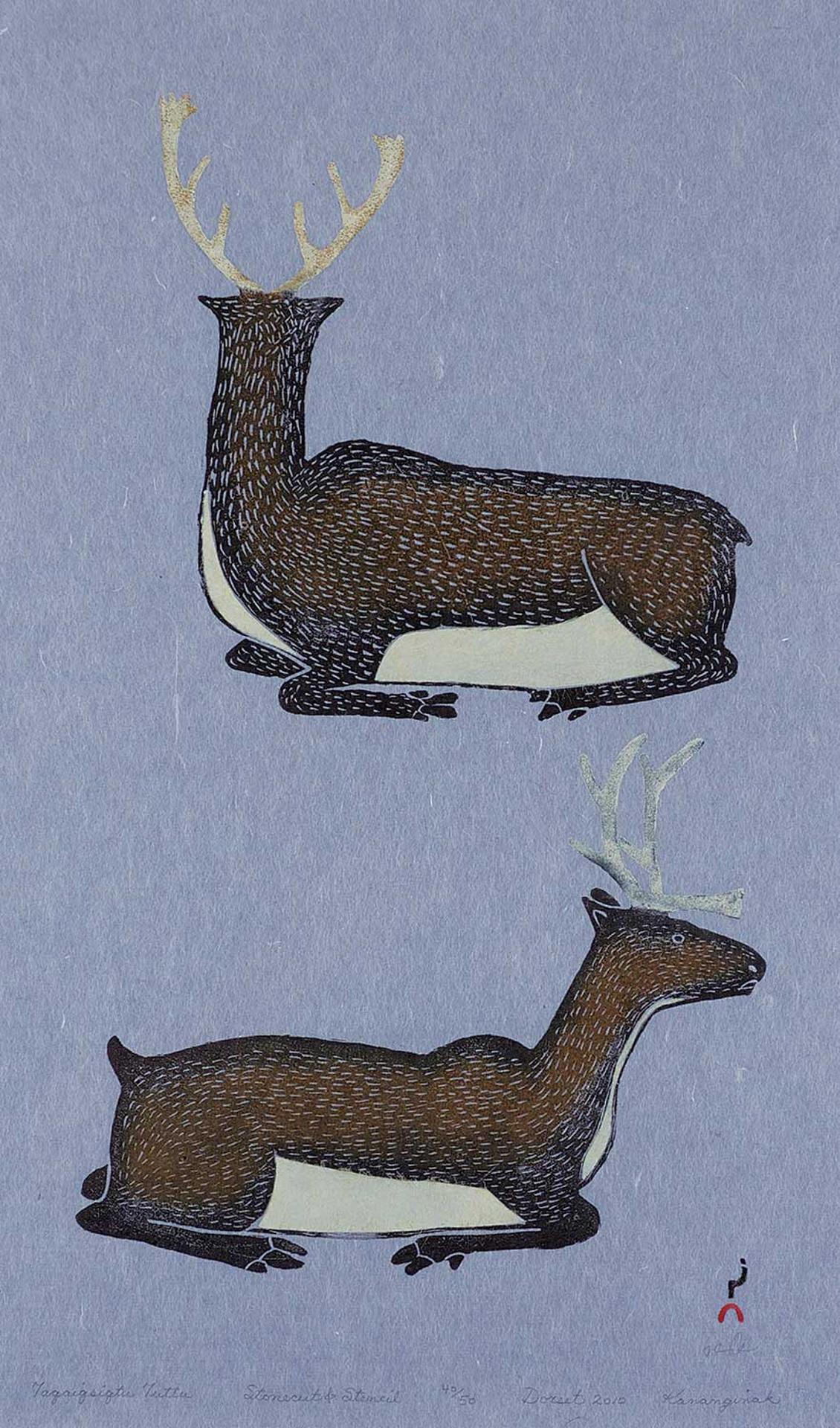 Kananginak Pootoogook (1935-2010) - Taqaiqsiqtu Tuttu #40/50