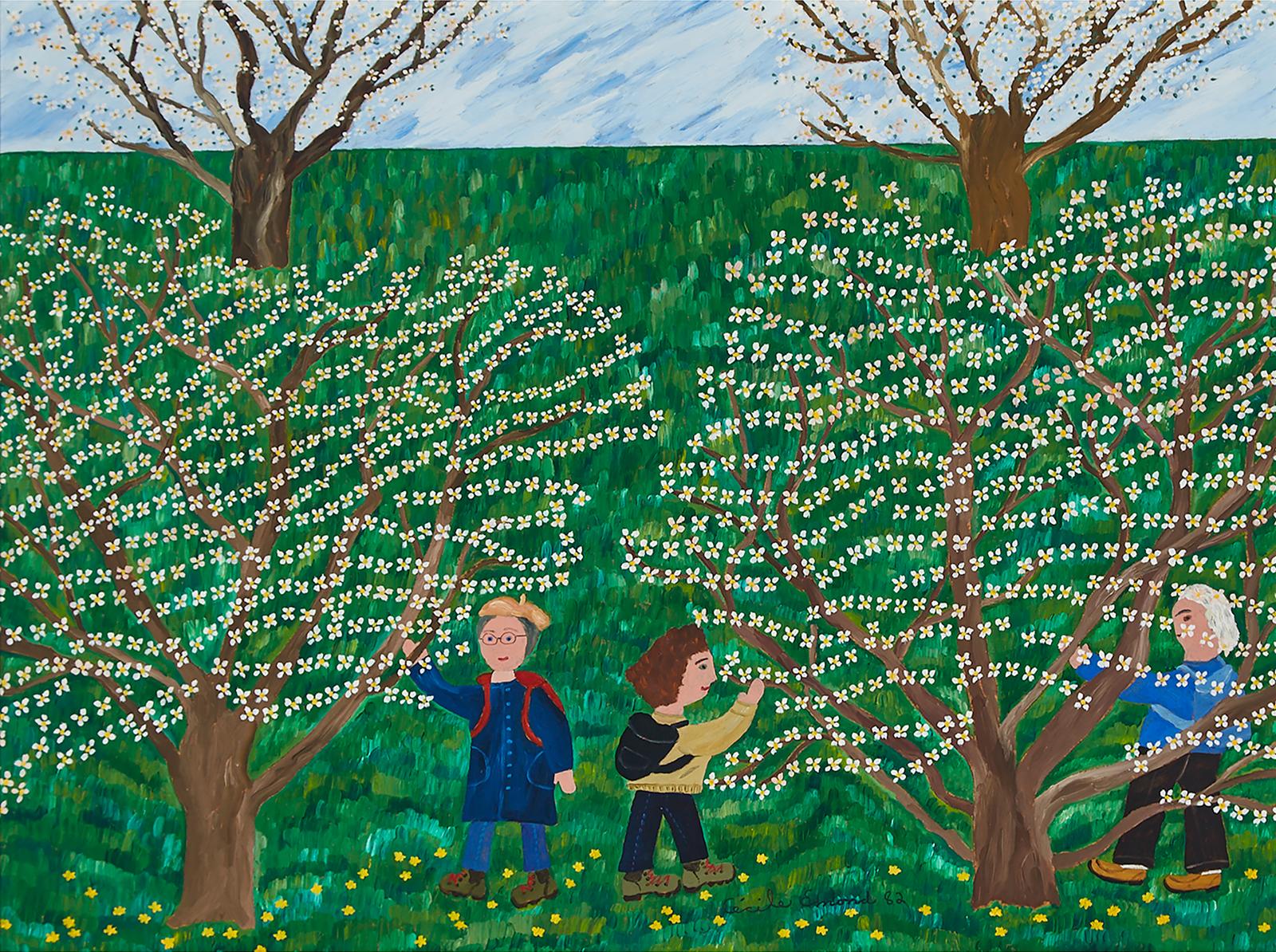 Cécile Emond (1931) - Admirant Les Pommiers En Fleurs