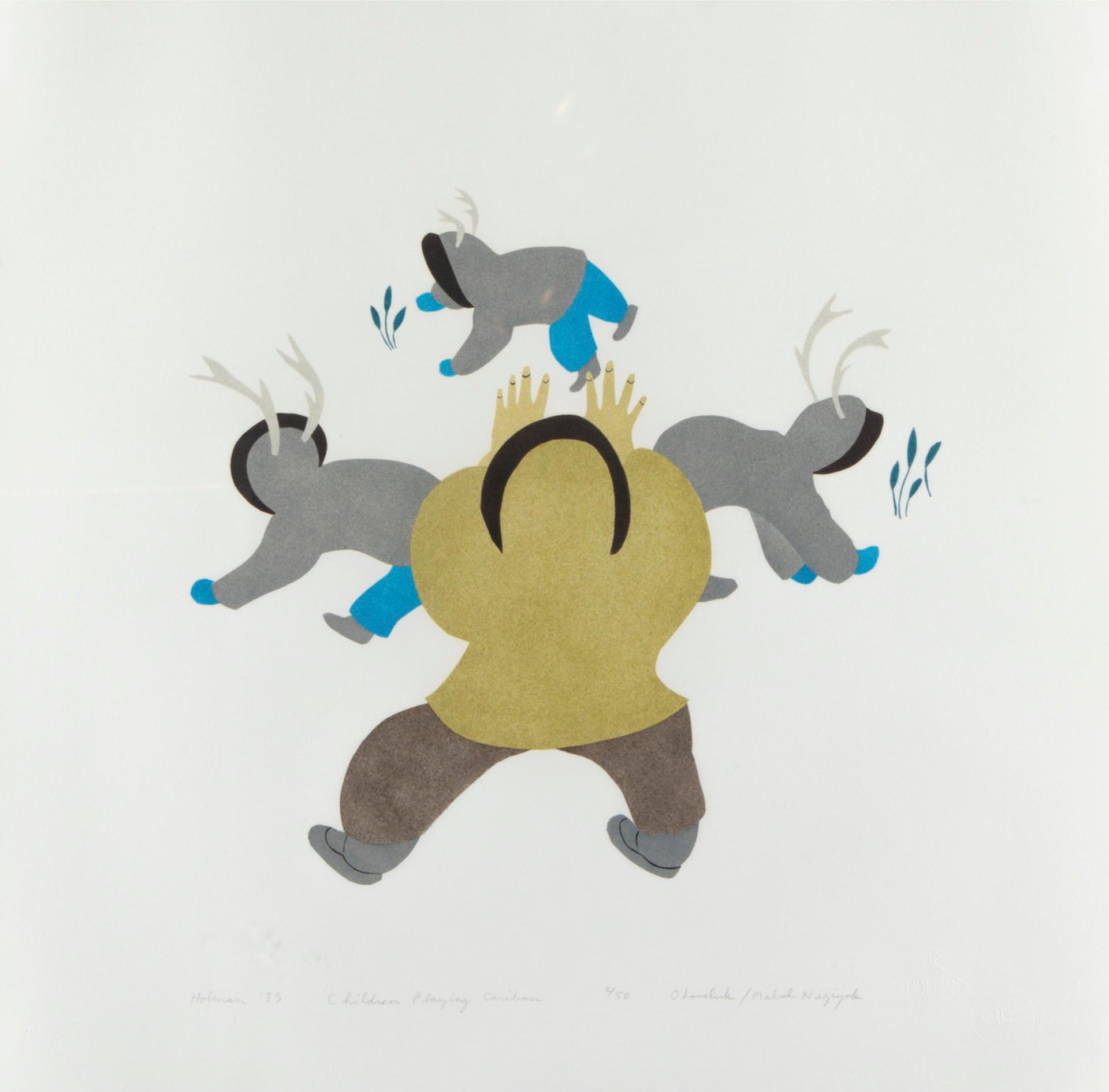 Mabel Nigiyok (1938) - Children Playing Caribou, 1983