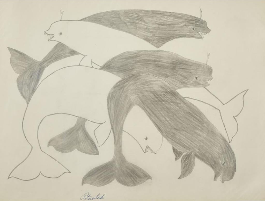Pitseolak Ashoona (1904-1983) - Untitled (Pod Of Whales)