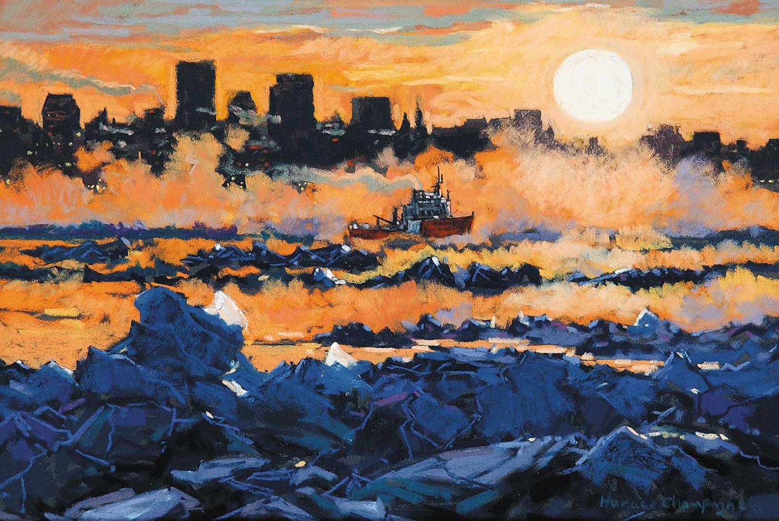 Horace Champagne (1937) - Sunset Over Icy Crystals, Viewed from Ste-Petronille, I.O. Que.