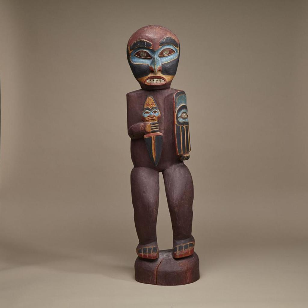 Northwest Coast Figure - Wood, Polychrome, Abalone
