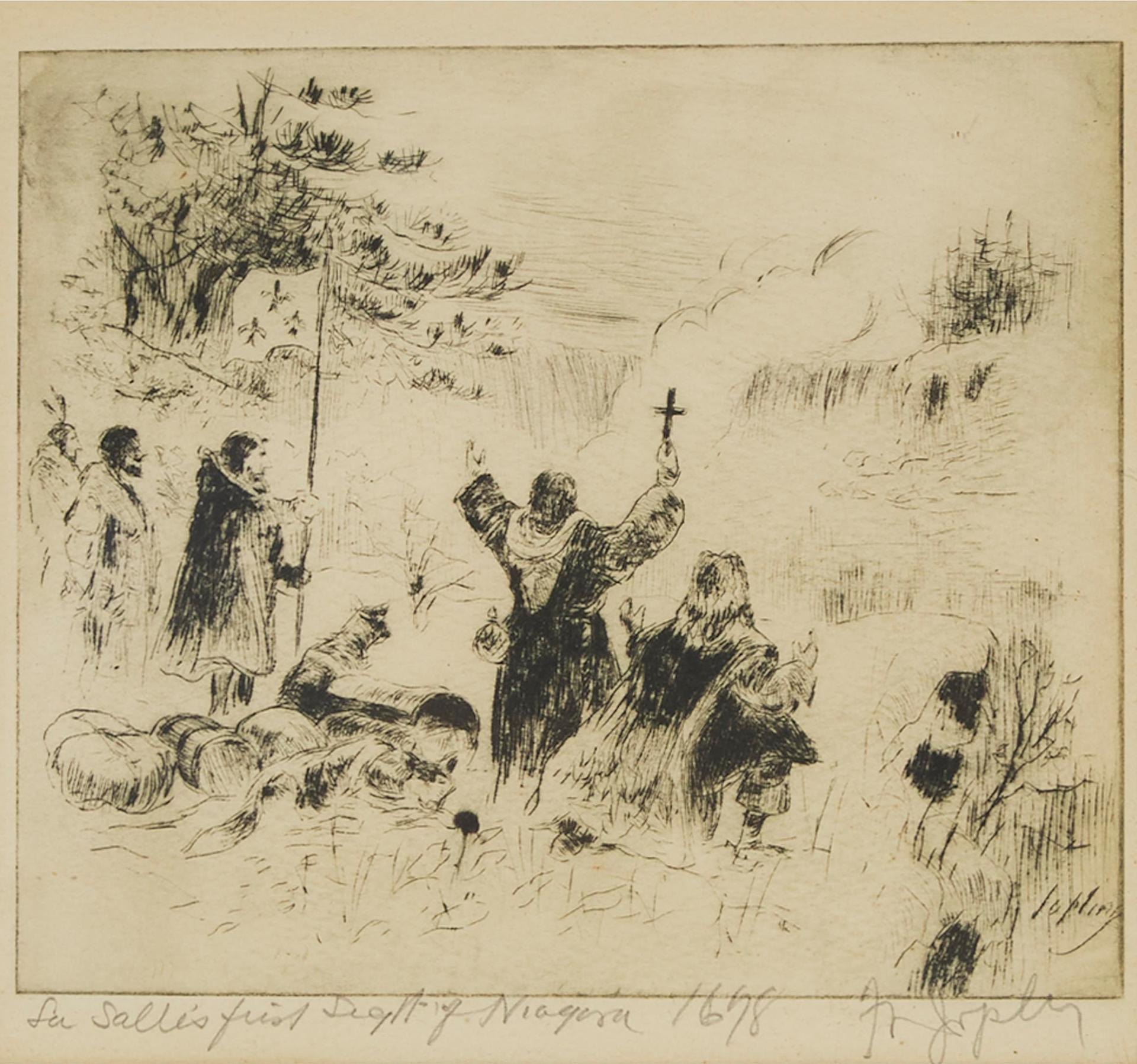 Frederick Waistell Jopling (1860-1945) - Champlain Planning The First Layout For The Inhabitants Of Canada, 1603-8 & La Salle's First Sight Of Niagara, 1678